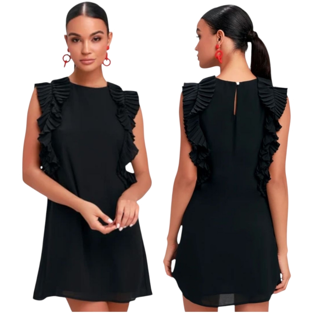 Lulus We Got The Pleat‎ Black Sleeveless Shift Mini Dress Size Medium NEW